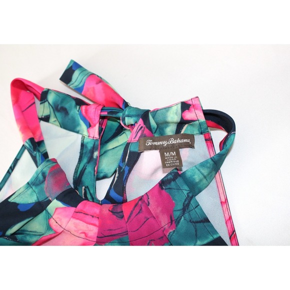TOMMY BAHAMA Women's Multicolor Floral Tropical Tie Hawaiian Halter Tank Top Med - Picture 5 of 7